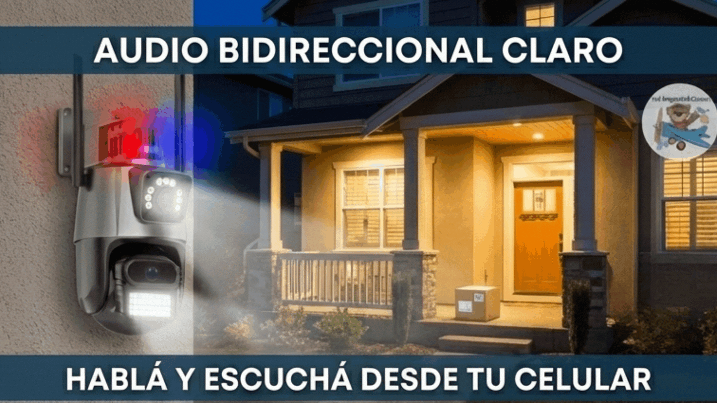 Cámara de Seguridad Doble Lente | Visión 360°, Seguimiento IA y Alarma Disuasoria - NH Ofertas