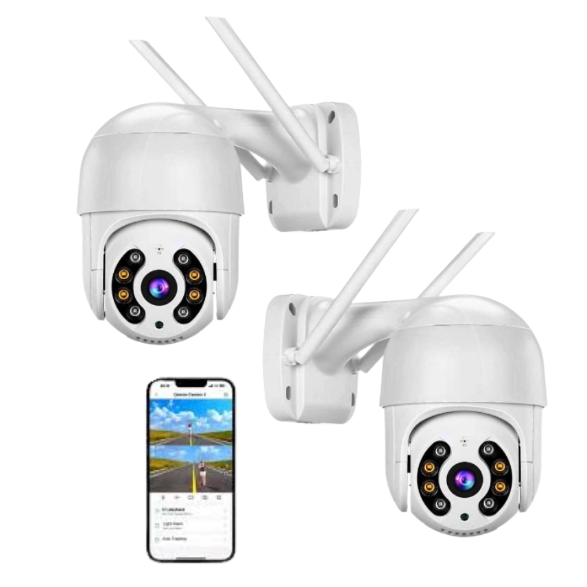 Promoción Domo: 2 Cámaras WiFi PTZ Exterior HD 1080P | Cobertura Total y Ahorro