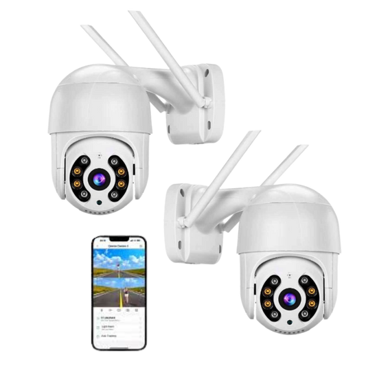 Promoción Domo: 2 Cámaras WiFi PTZ Exterior HD 1080P | Cobertura Total y Ahorro