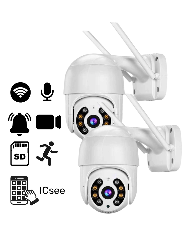 Promoción Domo: 2 Cámaras WiFi PTZ Exterior HD 1080P | Cobertura Total y Ahorro