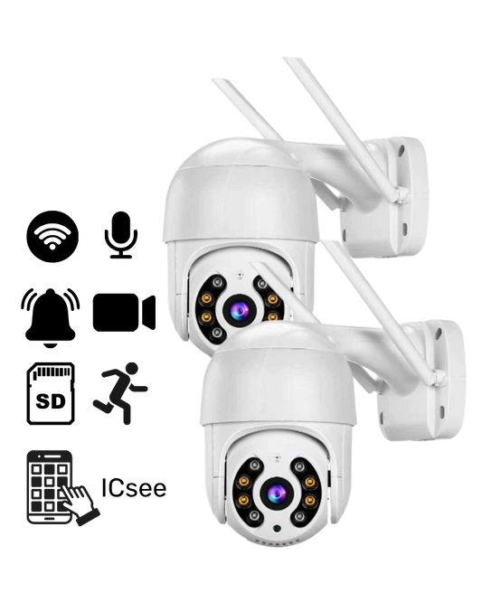 Promoción Domo: 2 Cámaras WiFi PTZ Exterior HD 1080P | Cobertura Total y Ahorro