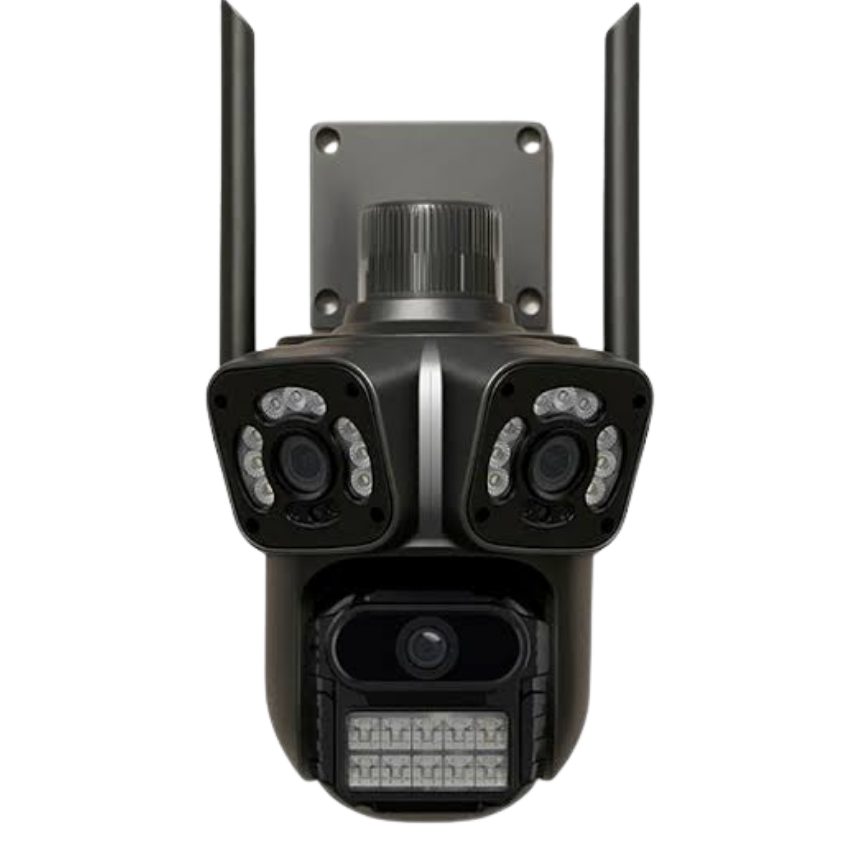 Cámara Triple Lente WiFi 360° | IA, Alarma y Visión Nocturna