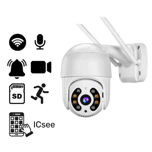 Cámara WiFi Exterior PTZ HD 1080P | Detección de Movimiento y Notificaciones Push